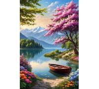 Paint by Number for Adult,Landscape Boat Tree DIY Oil Painting Kits on Canvas for Beginner,with Brushes and Acrylic Pigment,Paint by Numbers Arts and Crafts Kit for Home Decor Without Frame,40x50cm