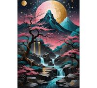 Paint by Number for Adult,Landscape Night DIY Oil Painting Kits on Canvas for Beginner,with Brushes and Acrylic Pigment,Paint by Numbers Arts and Crafts Kit for Home Decor with frame,50x65cm