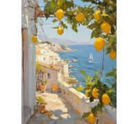 Paint by Number for Adult,Lemon Town DIY Oil Painting Kits on Canvas for Beginner,with Brushes and Acrylic Pigment,Paint by Numbers Arts and Crafts Kit for Home Decor Without Frame,40x50cm