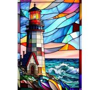 Paint by Number for Adult,Lighthouse Waves Color DIY Oil Painting Kits on Canvas for Beginner,with Brushes and Acrylic Pigment,Paint by Numbers Arts and Crafts Kit for Home Decor Without Frame,40x50cm