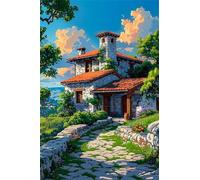 Paint by Number for Adult,Loft Coastal Path DIY Oil Painting Kits on Canvas for Beginner,with Brushes and Acrylic Pigment,Paint by Numbers Arts and Crafts Kit for Home Decor Without Frame,40x50cm