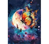 Paint by Number for Adult,Moon Butterfly DIY Oil Painting Kits on Canvas for Beginner,with Brushes and Acrylic Pigment,Paint by Numbers Arts and Crafts Kit for Home Decor Without Frame,40x50cm