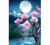 Paint by Number for Adult,Moon Lake Mountains DIY Oil Painting Kits on Canvas for Beginner,with Brushes and Acrylic Pigment,Paint by Numbers Arts and Crafts Kit for Home Decor Without Frame,40x50cm