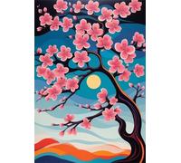 Paint by Number for Adult,Moon Peach Blossom DIY Oil Painting Kits on Canvas for Beginner,with Brushes and Acrylic Pigment,Paint by Numbers Arts and Crafts Kit for Home Decor with frame,50x65cm