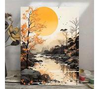 Paint by Number for Adult,Moon River Jungle DIY Oil Painting Kits on Canvas for Beginner,with Brushes and Acrylic Pigment,Paint by Numbers Arts and Crafts Kit for Home Decor Without Frame,40x50cm