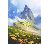 Paint by Number for Adult,Mountains Fields DIY Oil Painting Kits on Canvas for Beginner,with Brushes and Acrylic Pigment,Paint by Numbers Arts and Crafts Kit for Home Decor with frame,50x65cm