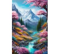 Paint by Number for Adult,Mountains Landscape DIY Oil Painting Kits on Canvas for Beginner,with Brushes and Acrylic Pigment,Paint by Numbers Arts and Crafts Kit for Home Decor with frame,30x40cm