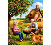 Paint by Number for Adult,Old Man Dog Garden DIY Oil Painting Kits on Canvas for Beginner,with Brushes and Acrylic Pigment,Paint by Numbers Arts and Crafts Kit for Home Decor with frame,60x90cm