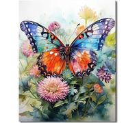 Paint by Number for Adult,Pink Daisy Butterfly DIY Oil Painting Kits on Canvas for Beginner,with Brushes and Acrylic Pigment,Paint by Numbers Arts and Crafts Kit for Home Decor Without Frame,40x50cm