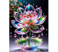 Paint by Number for Adult,Pink Lotus DIY Oil Painting Kits on Canvas for Beginner,with Brushes and Acrylic Pigment,Paint by Numbers Arts and Crafts Kit for Home Decor Without Frame,40x50cm