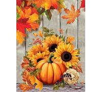Paint by Number for Adult,Pumpkin Chrysanthemum DIY Oil Painting Kits on Canvas for Beginner,with Brushes and Acrylic Pigment,Paint by Numbers Arts and Crafts Kit for Home Decor with frame,50x65cm