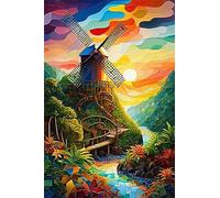 Paint by Number for Adult,River Colorful Sky DIY Oil Painting Kits on Canvas for Beginner,with Brushes and Acrylic Pigment,Paint by Numbers Arts and Crafts Kit for Home Decor with frame,30x40cm