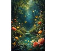 Paint by Number for Adult,River Jungle Flower DIY Oil Painting Kits on Canvas for Beginner,with Brushes and Acrylic Pigment,Paint by Numbers Arts and Crafts Kit for Home Decor with frame,50x65cm