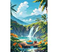 Paint by Number for Adult,River Mountains Sky DIY Oil Painting Kits on Canvas for Beginner,with Brushes and Acrylic Pigment,Paint by Numbers Arts and Crafts Kit for Home Decor with frame,50x65cm