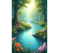 Paint by Number for Adult,River Tree Plant DIY Oil Painting Kits on Canvas for Beginner,with Brushes and Acrylic Pigment,Paint by Numbers Arts and Crafts Kit for Home Decor with frame,50x65cm