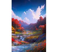 Paint by Number for Adult,Rivers Mountains DIY Oil Painting Kits on Canvas for Beginner,with Brushes and Acrylic Pigment,Paint by Numbers Arts and Crafts Kit for Home Decor Without Frame,40x50cm