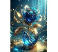 Paint by Number for Adult,Rose Blue Gold DIY Oil Painting Kits on Canvas for Beginner,with Brushes and Acrylic Pigment,Paint by Numbers Arts and Crafts Kit for Home Decor with frame,50x65cm