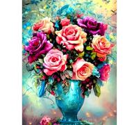Paint by Number for Adult,Rose Pink Purple DIY Oil Painting Kits on Canvas for Beginner,with Brushes and Acrylic Pigment,Paint by Numbers Arts and Crafts Kit for Home Decor Without Frame,40x50cm