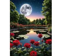 Paint by Number for Adult,Rose Red Lake DIY Oil Painting Kits on Canvas for Beginner,with Brushes and Acrylic Pigment,Paint by Numbers Arts and Crafts Kit for Home Decor Without Frame,40x50cm