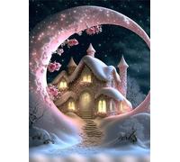 Paint by Number for Adult,Snow House DIY Oil Painting Kits on Canvas for Beginner,with Brushes and Acrylic Pigment,Paint by Numbers Arts and Crafts Kit for Home Decor with frame,50x65cm