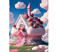 Paint by Number for Adult,Strawberry House DIY Oil Painting Kits on Canvas for Beginner,with Brushes and Acrylic Pigment,Paint by Numbers Arts and Crafts Kit for Home Decor with frame,50x65cm