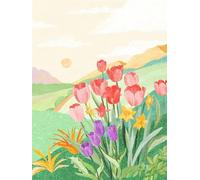 Paint by Number for Adult,Tulip Pink DIY Oil Painting Kits on Canvas for Beginner,with Brushes and Acrylic Pigment,Paint by Numbers Arts and Crafts Kit for Home Decor with frame,50x65cm