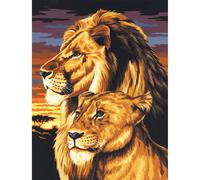 Paint By Number Kit Artist Canvas Series 9""X12""-Lion & Lioness