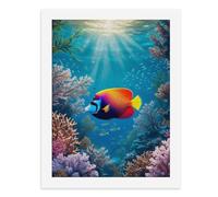 Paint by Numbers A Colorful Coral Reef Teems with Vibrant Marine Life-1 Kit de pintura digital para adultos, crea tu propia escena mágica, suministros de arte sin marco, 40 x 50 cm