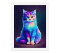 Paint by Numbers A Colorful Glowing Cat Kit de pintura digital para adultos, crea tu propia escena mágica, suministros de arte sin marco, 40 x 50 cm