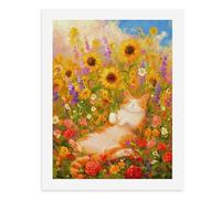 Paint by Numbers A Cozy Cat Nestled Among Vibrant Flowers - Kit de pintura digital para adultos, crea tu propia escena mágica, suministros de arte sin marco, 40 x 50 cm