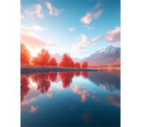 Paint by numbers adult Lago, Paisaje Pintar por Numeros, Pinturas al óleo por Números para Adultos Principiantes Kit de Pintura para Niños, Sin marco, Regalos decoracion del hogar 45x60cm Q-156