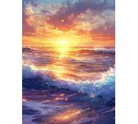 Paint by Numbers Kits for Adults with Frame Sun Sea,Painting by numbers On Canvas for Beginner,DIY Color Acrylic Paints Oil painting Art Crafts for Home Wall Decor Gift 60x90cm