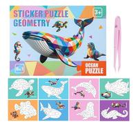 Paint by Sticker Book - Juego de Arte de Animales de Dibujos Animados para niños de 11,02 Pulgadas | Juguete Adhesivo geométrico Reutilizable, Actividad Creativa educativa para aulas, de
