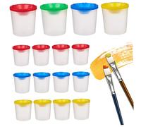 Paint Cups with Lids for Kids, 20PCS 250ml No Spill Paint Cups, Clear Plastic, Containers with Lids for Color Mixing, Brush Cleaning No Spill