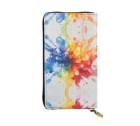 Paint Explosion Cartera de cuero con cremallera, bolsa de mano de 7.5 x 4.1 pulgadas de largo, múltiples compartimentos y gran capacidad, un buen regalo para amigos