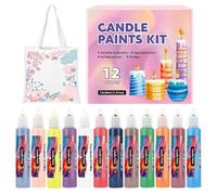 Paint Marker Canvas, 12 Vibrant Colors Candle Wax Pen Set, Writing Drawing Decorating Kit for Festival Wedding Holiday Birthday Party Crafts on Glass Tote Bags Cotton Fabric Adults Art 2.2x12cm