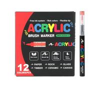 Paint Markers - Acrylic Paint | 12 Colors Brush Tip with Waterproof Ink