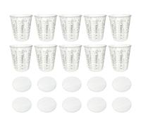 Paint Mixing Cups - 10X Clear Measuring Cup With Lids | Precise Medicine Pots | Automotive Epoxy Mixing Cup | Paint Strainer Epoxy Resin Accessories For Mixing Paint, Pigments And Epoxy Resins