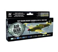 Paint Vallejo Model Air WWII RAF Desierto Acrílico Set para Air Brush - Surtido de Colores (paquete de 8)