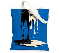 Paintdrip - Bolsa de lona para mujer, moderna, minimalista, color negro, líquido, blanco, lavable, reutilizable, bolsas de compras para familiares, amigos, colegas, lectura, amor, 13 x 15 pulgadas