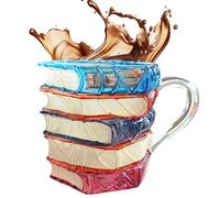 Painted Book Coffee Mug - 3D Illustrated Beverage Vessel Handmade Ceramic Tumbler Literary Theme Hot Cocoa Holder | Readers Writers Teachers Students Librarians Birthday Graduation Study Dining Room