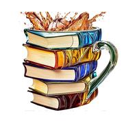 Painted Book Mug, 3D Painted Books Coffee Mug for Hot Or Cold Brews, Novelty Unique Books Stack Shaped Coffee Mug Gifts for Book Lovers Readers