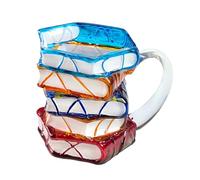 Painted Coffee Mug - Glass 9.5x9.5x10cm | Colorful Heat-Resistant Drinkware | Book Lover Mug For Readers Librarians Writers | Tea Coffee Milk Water Juice Home Camping Dorm