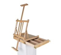 Paintersisters® - Caballete profesional de madera de haya FSC, chasis de hasta 80 cm, caja de bocetos, plegable