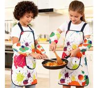 Painting Apron - Children's Art Apron with Sleeves | Ğraffiti CraftApron with Pockets | Waterproof NylonApron for Ages 2-12 | Ideal for Painting Cooking Baking Crafts | Kids Art Protective Clothing