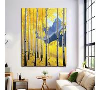 Painting Arte Mural En Lienzo De Amarillo Limón, Bosque Álamos Otoñales Impresión En Lienzo, Impresiones Murales Pintura Al Óleo Montañas, Cuadro Decorativo De Pared Para Dormitorio Salón, 40X50Cm