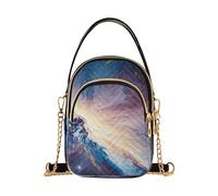 Painting Cosmic Galaxy Swirling Blue - Bolso de hombro para mujer, con correa de cadena, estampado floral, cremallera, bolso cruzado para mujer, 5.9 x 8.3 x 3.1 pulgadas