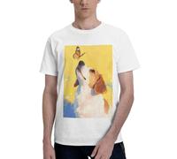 Painting Dog and Butterfly - Camiseta gráfica de algodón de manga corta con cuello redondo para hombre, tallas S-6XL, Pintura de perro y mariposa-1, 5X-Large