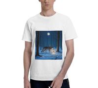 Painting Dog and Butterfly - Camiseta gráfica de algodón de manga corta con cuello redondo para hombre, tallas S-6XL, Snow Wolf Tree-1, Large
