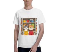 Painting Dog and Butterfly - Camiseta gráfica de algodón de manga corta con cuello redondo para hombre, tallas S-6XL, Gato y perro de dibujos animados-1, XX-Large